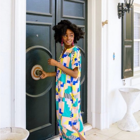 Crosby by Mollie Burch Geometric Caftan Maxi Dress Size Small - Picture 10 of 10